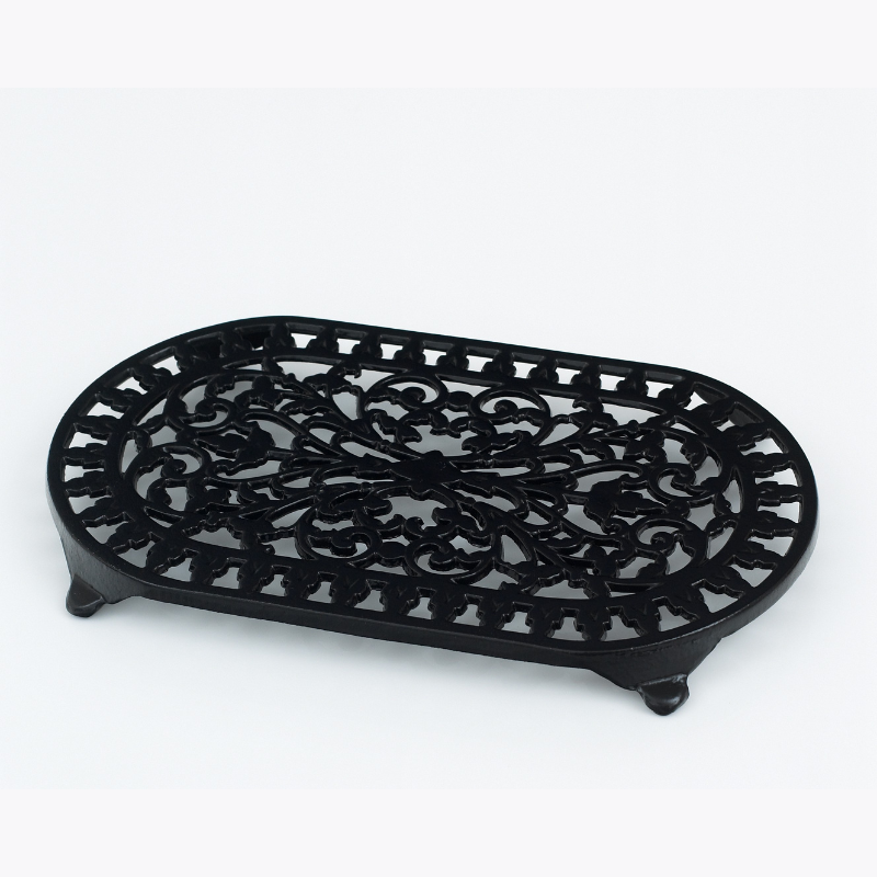 Cast Iron Oval Trivet Black