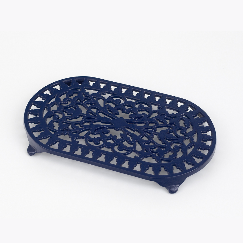 Cast Iron Oval Trivet Blue
