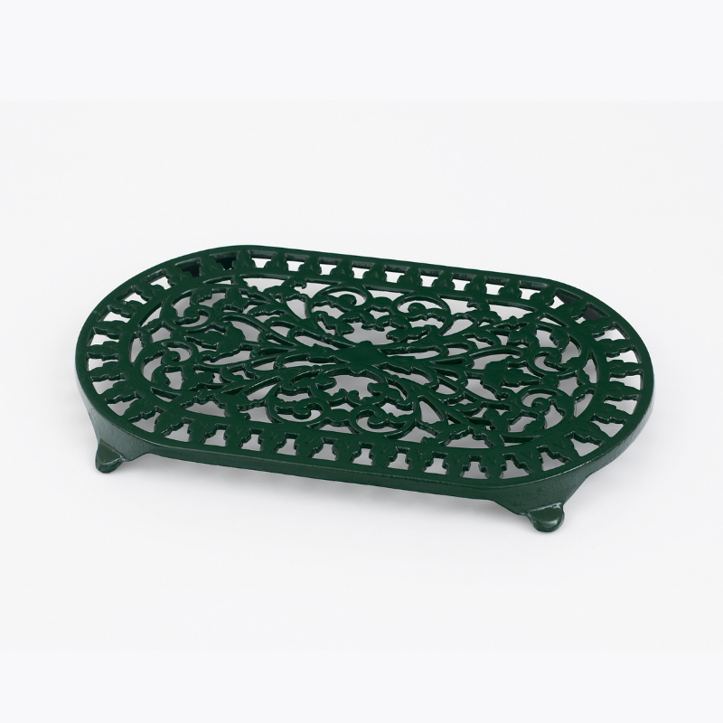 Cast Iron Oval Trivet Green