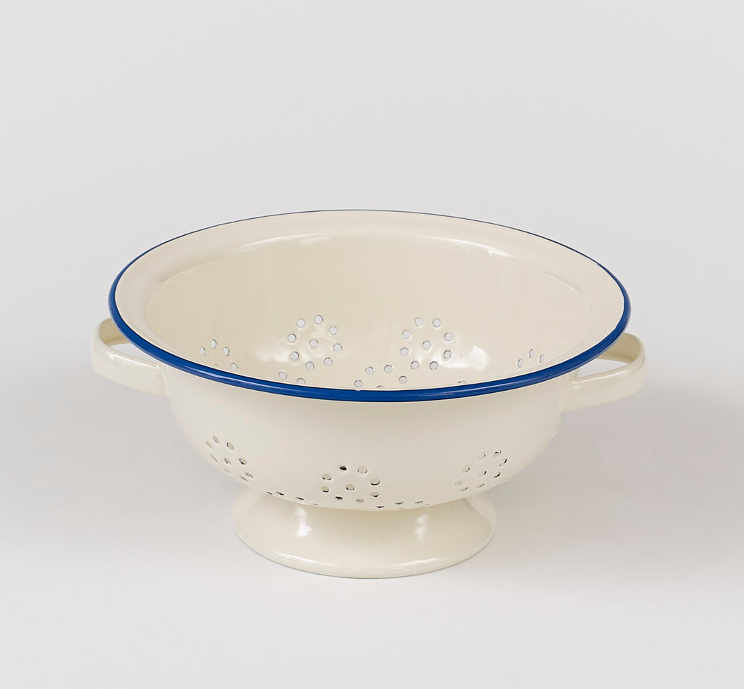 Enamel Colander with blue rim