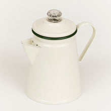 Load image into Gallery viewer, Enamel Coffee Percolator with green rim
