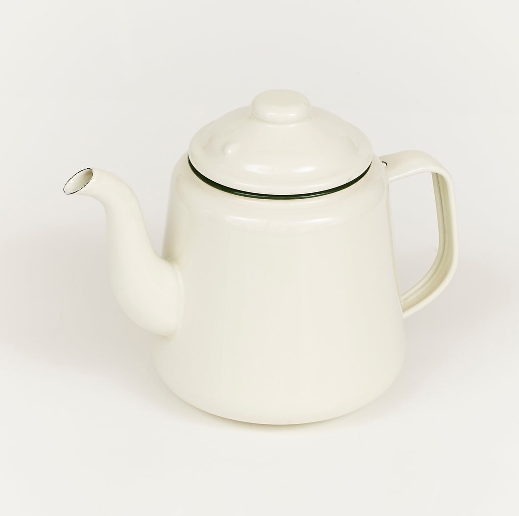 Enamel Tea Pot with green rim