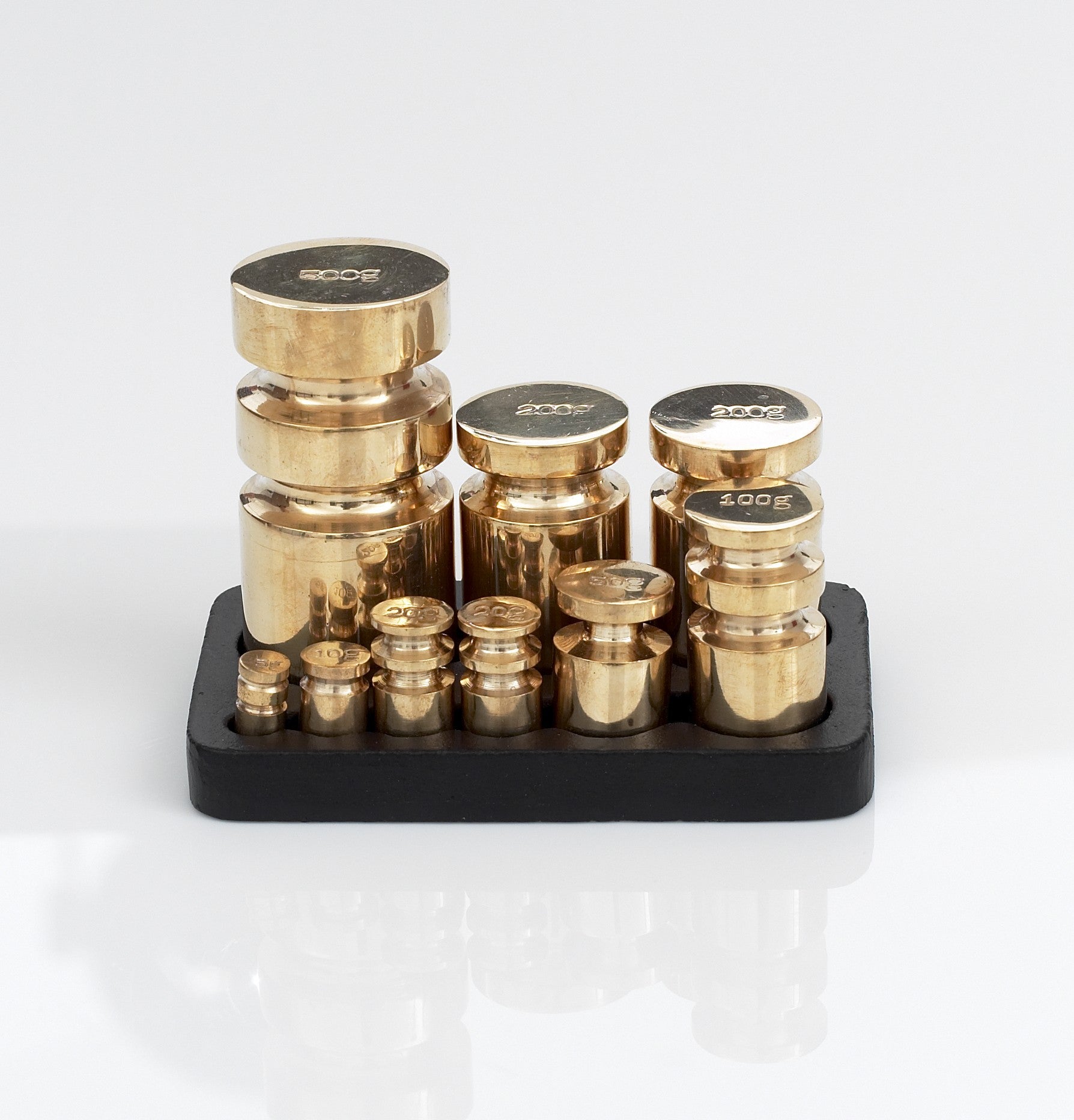 Robert Welch Metric Weights in Solid Brass with Cast Iron tray