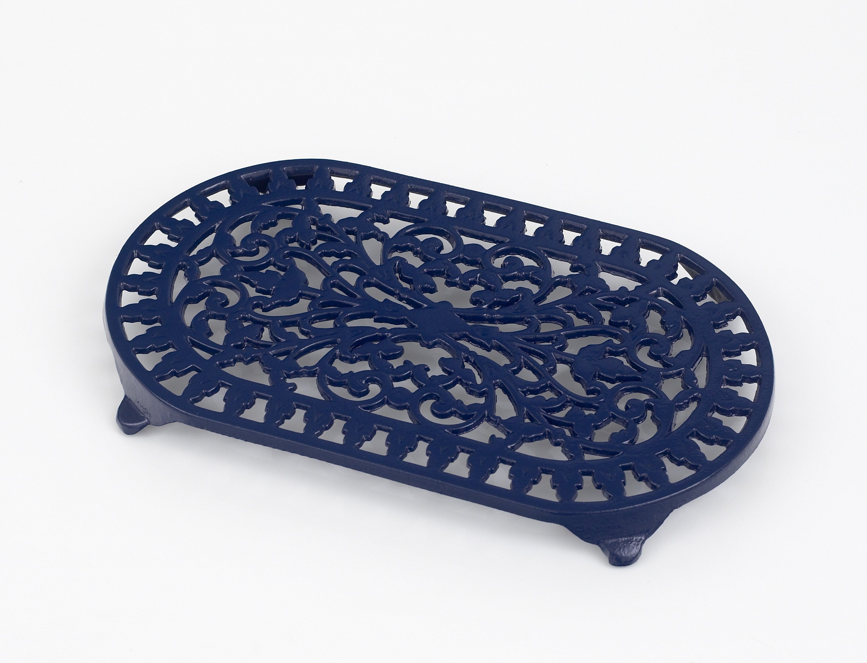 Cast Iron Oval Trivet Blue