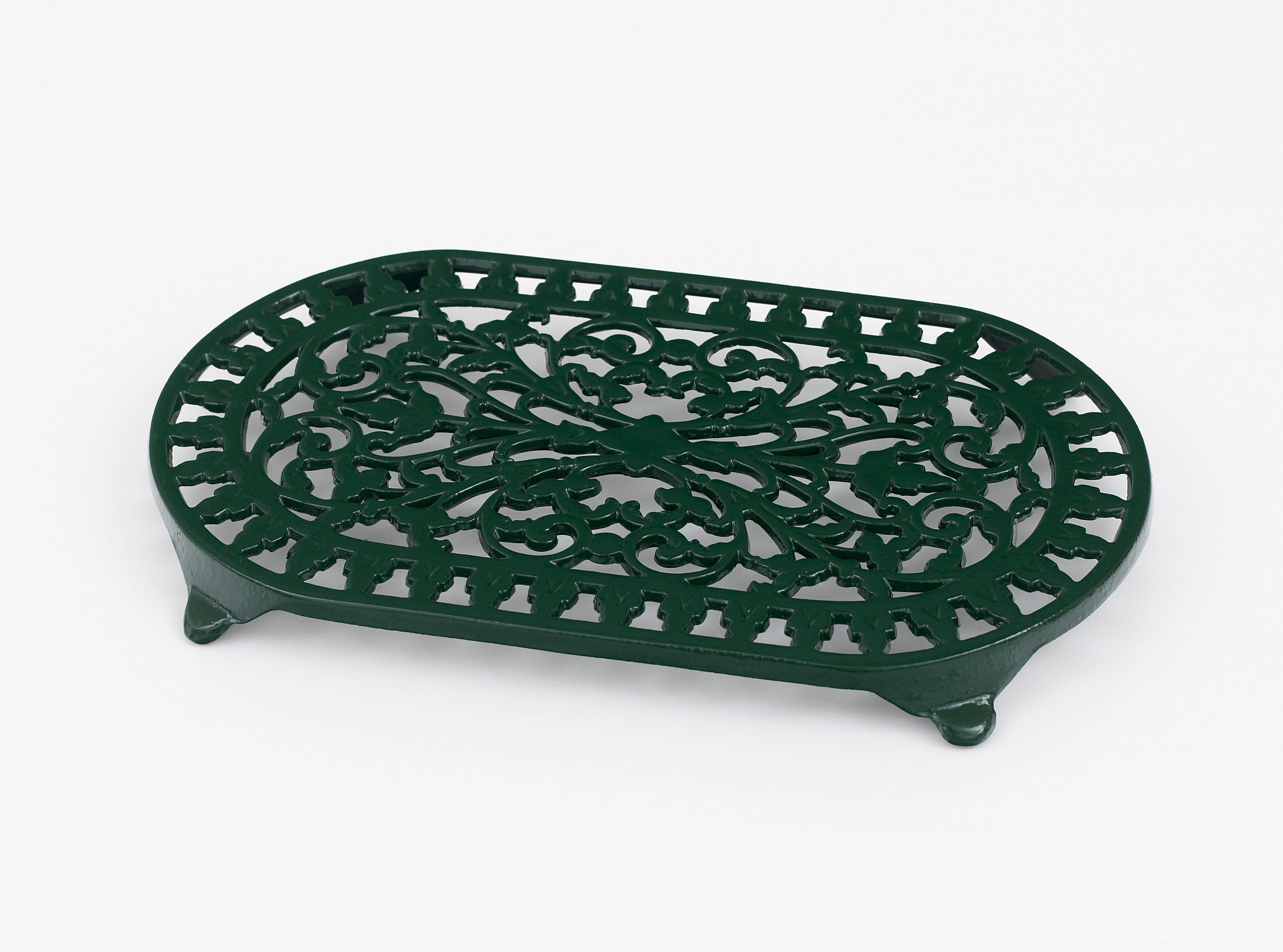 Cast Iron Oval Trivet Green