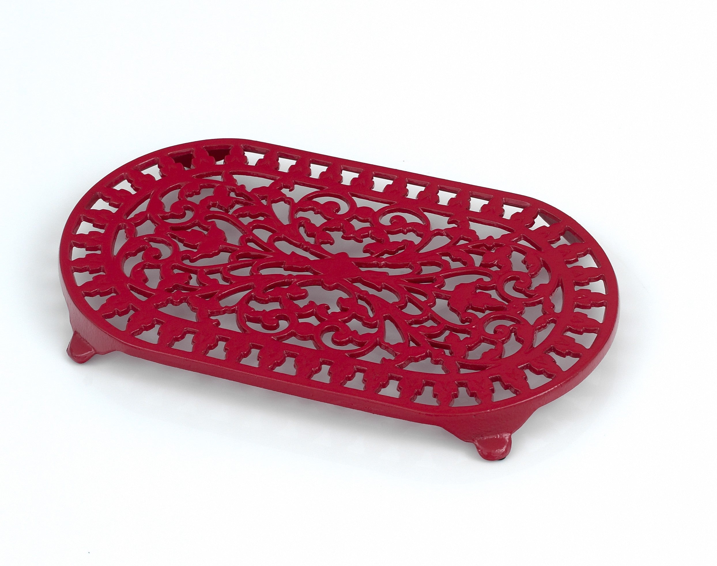 Cast Iron Oval Trivet Red