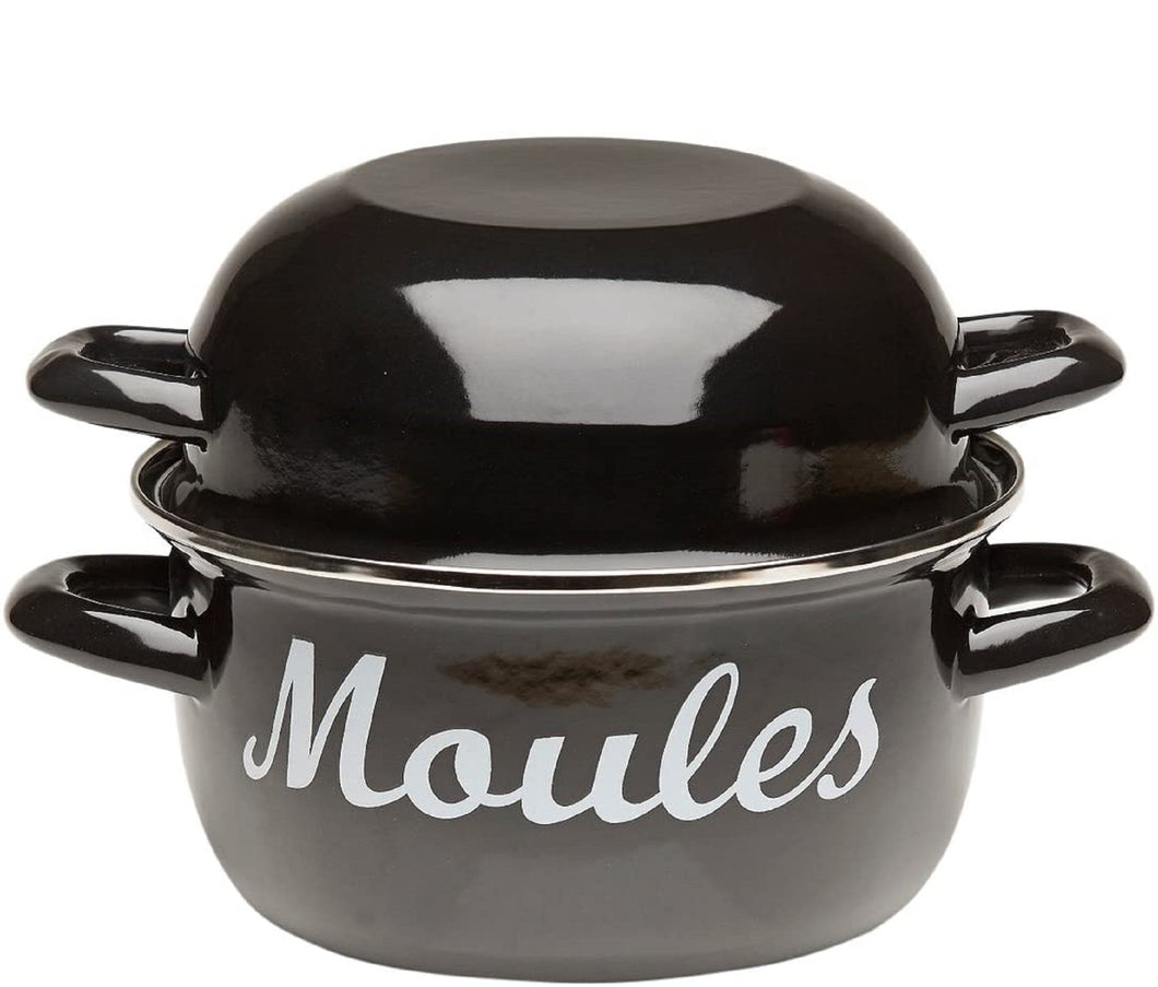 Enamel Mussel Pot Black